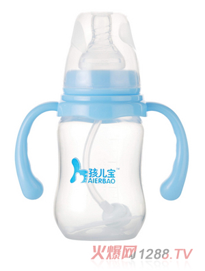 孩兒寶藍(lán)色標(biāo)口圓弧自動(dòng)PP奶瓶150ml